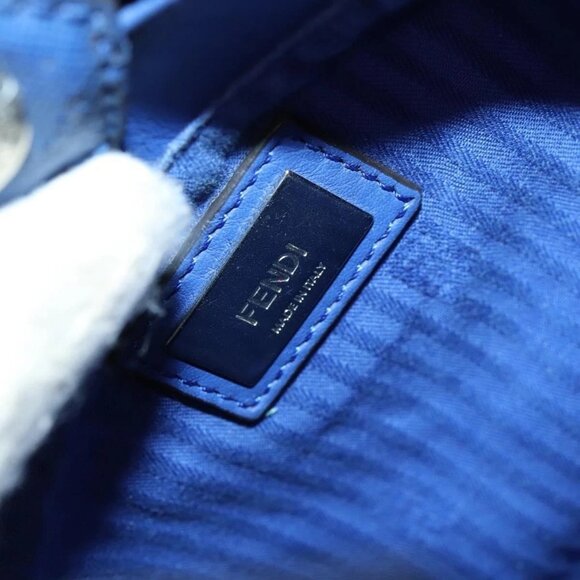 FENDI Petite 2Jours Hand Bag Leather 2way Blue Silver Auth BA6607 - Picture 11 of 16